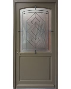 Porte d'entrée Bois vitrée, Elsie, Vert RAL7002, H,215xl,90 p, droit Cote Tableau