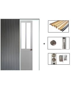 Porte Coulissant Atelier Blanc H204 x L83 + SYSTEME de galandage et kit de finition inclus