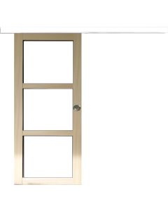 Porte Coulissante bois Ayous Vitrage transparent H204 x L73 + Rail alu bandeau blanc et 2 Coquilles