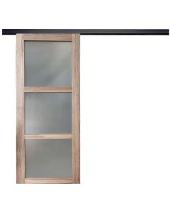 Porte Coulissante Frake Vitrée H204 x L73 + rail bandeau noir