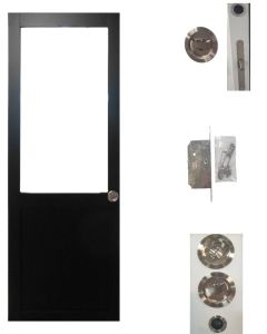 Porte Coulissante Atelier Noir H204 x L63 sans meneau + serrure à condamnation