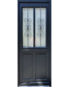 Porte d'entree Bois vitree, Sobra, H,215xl,90 p, droit + Poignée Et Barillet (ref 010403FP) Cote Tableau