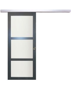 Porte Coulissante Blakeria RAL7016 Vitrée H204 x L83 + Rail Alu et 2 coquilles
