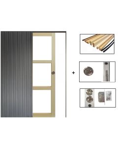 Porte Coulissante bois Ayous Vitrage transparent H204 x L83 + Systeme à Galandage et kit finition inclus