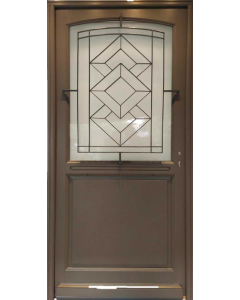 Porte d'entrée Bois vitrée, Elodie Gris RAL 7039, H,215xl,90 p,gauche Cotes Tableau