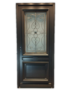 Porte d'entree Bois vitree, Candice RAL 7016, H,215xl,90 p,droit Cotes Tableau