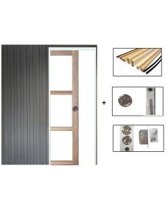 Porte Coulissante Frake Vitrage transparent H204 x L83 + Systeme de galandage et kit de finition inclus