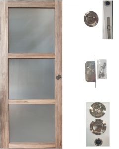 Porte Coulissante bois Frake Vitree H204 x L83 + serrure à condamnation
