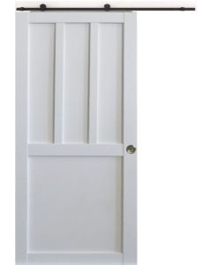 Porte Coulissante Atelier 2 panneaux blanc H204 x L73 + Rail à roulettes et 2 Coquilles