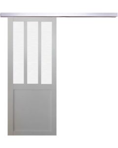 Porte Coulissante Atelier Blanc vitre depoli H204 x L73 + Rail Alu