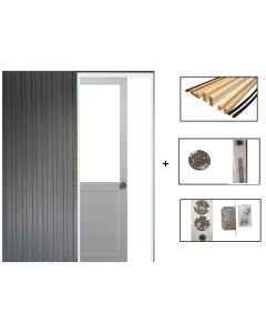 Porte Coulissante Atelier Blanc H204 x L93 sans meneau + Systeme Galandage et kit de finition inclus