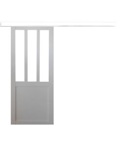 Porte Coulissante Atelier Blanc H204 x L93 + Rail alu Bandeau Blanc