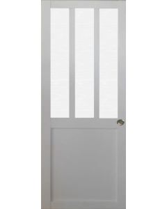 Porte Coulissante Atelier Blanc vitre depoli H204 x L83 et 2 Coquilles