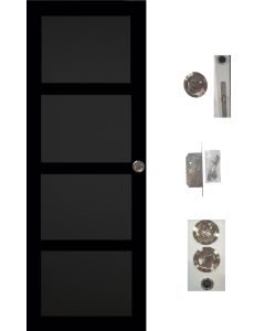 Porte Coulissante Telia noir 4 panneaux H204 x L83 + serrure à condamnation