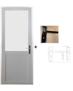 Bloc Porte Athena BLANC H204 x L83 Poussant Gauche Cotes Tableau +Poignée