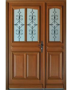 Porte d'entree Bois Tiercee Vauban H215 x L140 p,gauche + Poignée Et Barillet (ref 010403RFP) Cotes Tableau