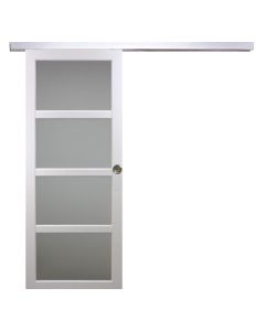 Porte Coulissante Tana blanc Vitrée H204 x L63 + Rail Alu et 2 Coquilles