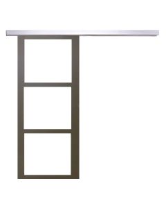 Porte Coulissante Marron Ral7006 Vitrage transparent H204 x L83 + rail alu