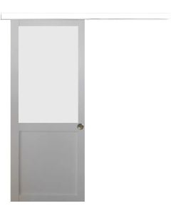 Porte Coulissante Athena Blanc H204 x l83 + Rail alu Bandeau Blanc et 2 Coquilles