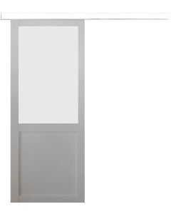 Porte Coulissante Athena Blanc H204 x L83 + Rail alu Bandeau Blanc