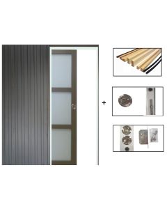 Porte Coulissante Marron Ral7006 Vitrée H204 x L73 + SYSTEME Galandage et Kit de finitions inclus