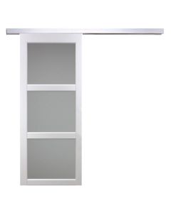 Porte Coulissante Kenya blanc Vitrée H204 x L93 + Rail Alu