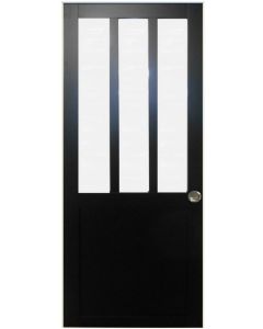 Porte Coulissant Atelier Noir vitre depoli H204 x L83 et 2 Coquilles