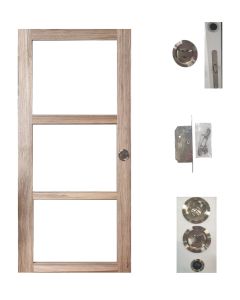 Porte Coulissante bois Frake Vitrage transparent H204 x L73 + serrure à condamnation