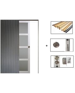 Porte Coulissante Tana blanc Vitrée H204 x L83 + SYSTEME de galandage et kit finition inclus