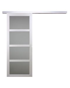 Porte Coulissante Tana blanc Vitrée H204 x L63 + Rail Alu