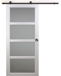 Porte Coulissante Tana Blanc Vitrée H204 x L93 + Rail à roulettes et 2 Coquilles