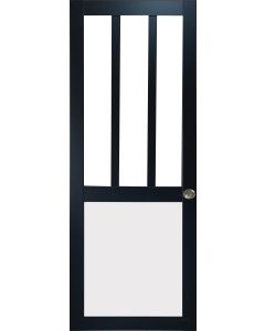 Porte Coulissante Atelier noir et panneau blanc  Vitrée H204 x L73 et 2 Coquilles