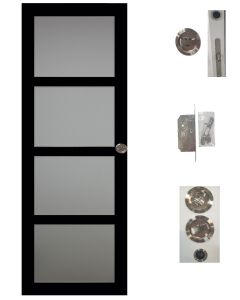 Porte Coulissante Telia Noir Vitrée H204 x L73 + Système à Galandage (sans kit finition)
