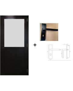 Bloc Porte Athena Noir  H204 x L73 Poussant Gauche Cotes Tableau +Poignée