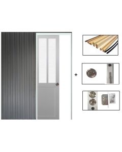 Porte Coulissant Atelier Blanc vitre depoli H204 x L83 + Systeme de galandage et kit de finition inclus