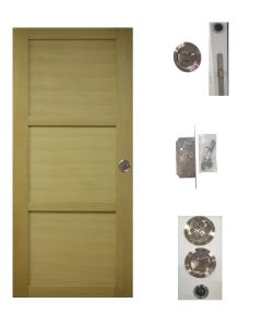 Porte Coulissante bois Ayous 3 Panneaux H204 x L83 + serrure à condamnation