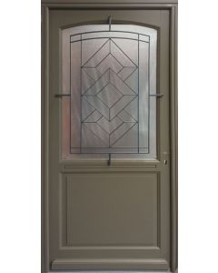 Porte d'entrée Bois vitrée, Elsie, Vert RAL7002, H,215xl,90 p,gauche Cote Tableau