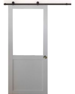Porte Coulissante Atelier blanc H204 x L93 sans meneau + Rail a roulettes et 2 Coquilles
