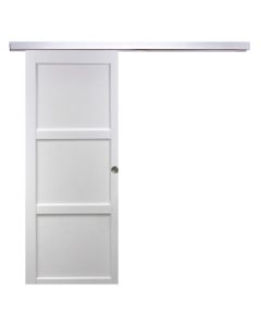 Porte Coulissante Korya Blanc 3 panneaux H204 x L93 + Rail Alu et 2 Coquilles