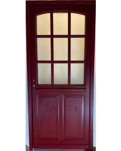 Porte d'entree Bois vitree, Alize Rouge RAL 3004, H,215xl,90  p, droit Cotes Tableau