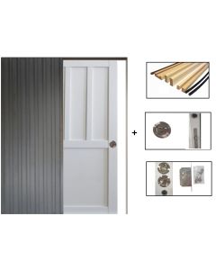 Porte Coulissante Atelier blanc 2 panneaux H204 x L83 + SYSTEME de galandage et kit de finition inclus