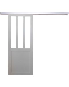 Porte Coulissante Atelier Blanc H204 x L93 + Rail Alu