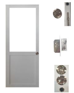 Porte Coulissante Atelier Blanc H204 x L93 sans meneau + serrure à condamnation