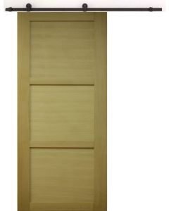 Porte Coulissante bois Ayous 3 Panneaux H204 x L73 + Rail à roulettes Noir
