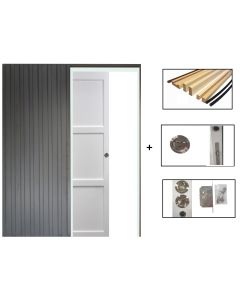 Porte Coulissante Korya Blanc 3 panneaux H204 x L83 + SYSTEME de galandage et kit de finition inclus