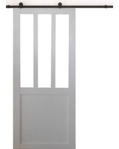 Porte Coulissante Atelier blanc H204 x L93 + Rail à roulettes Noir