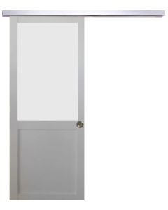 Porte Coulissante Athena Blanc H204 x L73 + Rail Alu et 2 Coquilles