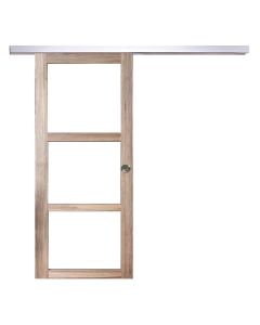 Porte Coulissante Frake Vitrage transparent H204 x L73 + rail alu et 2 coquilles