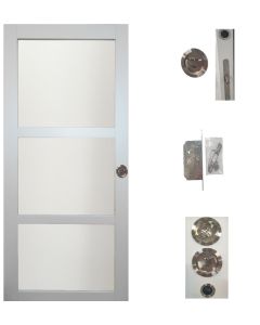 Porte Coulissante Greyria Gris Clair RAL7035 Vitree H204 x L93 + serrure à condamnation