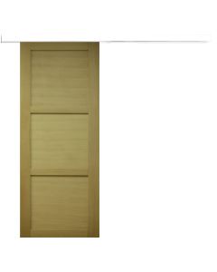 Porte Coulissante bois Ayous 3 Panneaux H204 x L73 + Rail alu Bandeau Blanc